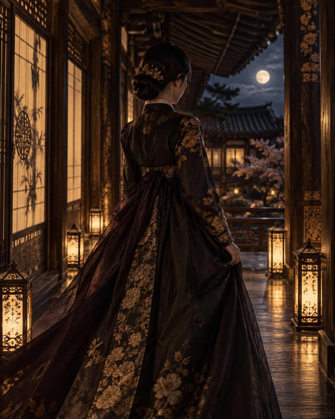 명월관의 고급 개량한복 프로필 콘셉트